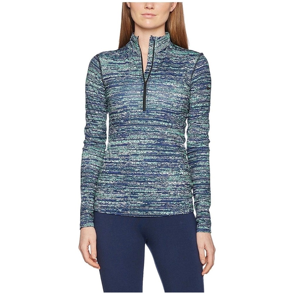 Nike Pro Dri-FIT Pullover Medium Blue Space Dye Quarter Zip Running